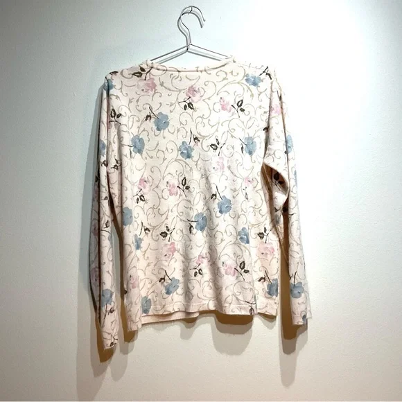 Liz Claiborne Floral Knit Sweater Size L. Calm Soft Pattern Like New Comfortable - Picture 7 of 8